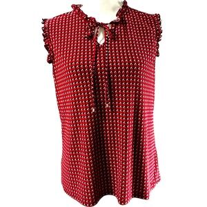 Tommy Hilfiger Red Patterned Women's Top, Size Medium
